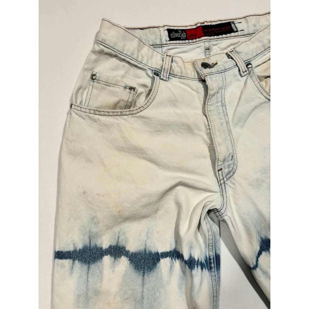 Vintage Levis SilverTab Loose Bleached Tie Dye Striped Jeans Men 30x34 90s Denim - Picture 13 of 16
